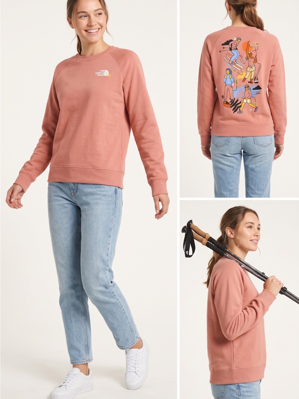 The North Face Women's Rosewood Crew Sweatshirt with Back Illustration